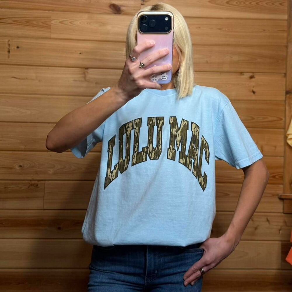 blue camo lulu mac t shirt nwt - Picture 2 of 2
